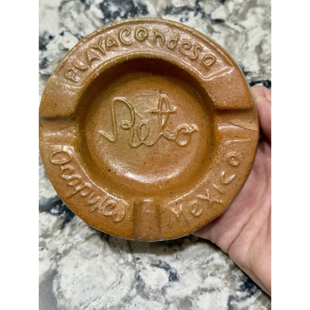 Hotel Playacondesa Acapulco Mexico Handmade Clay Ashtray